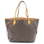 Louis Vuitton Neverfull MM Tote Shoulder Bag Monogram Leather Brown — view 2