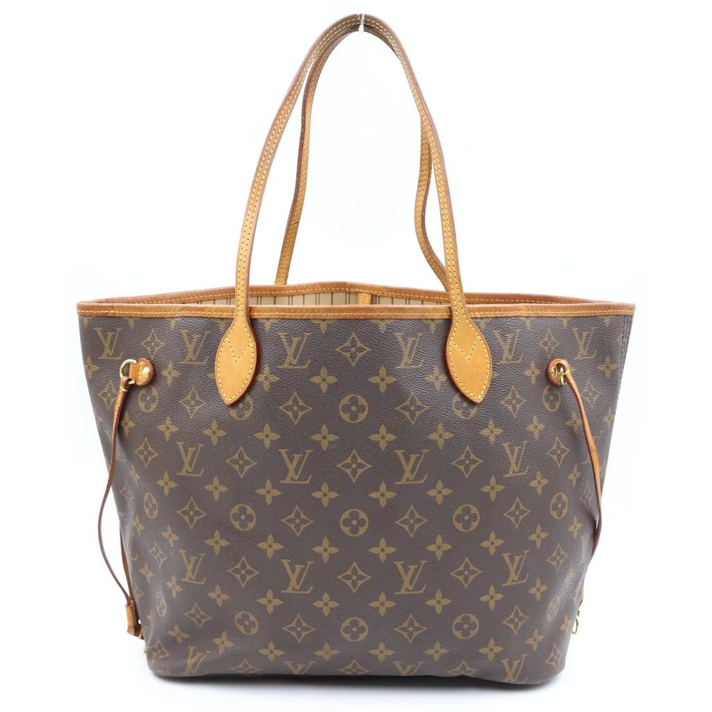 Louis Vuitton Neverfull MM Tote Shoulder Bag Monogram Leather Brown — view 2