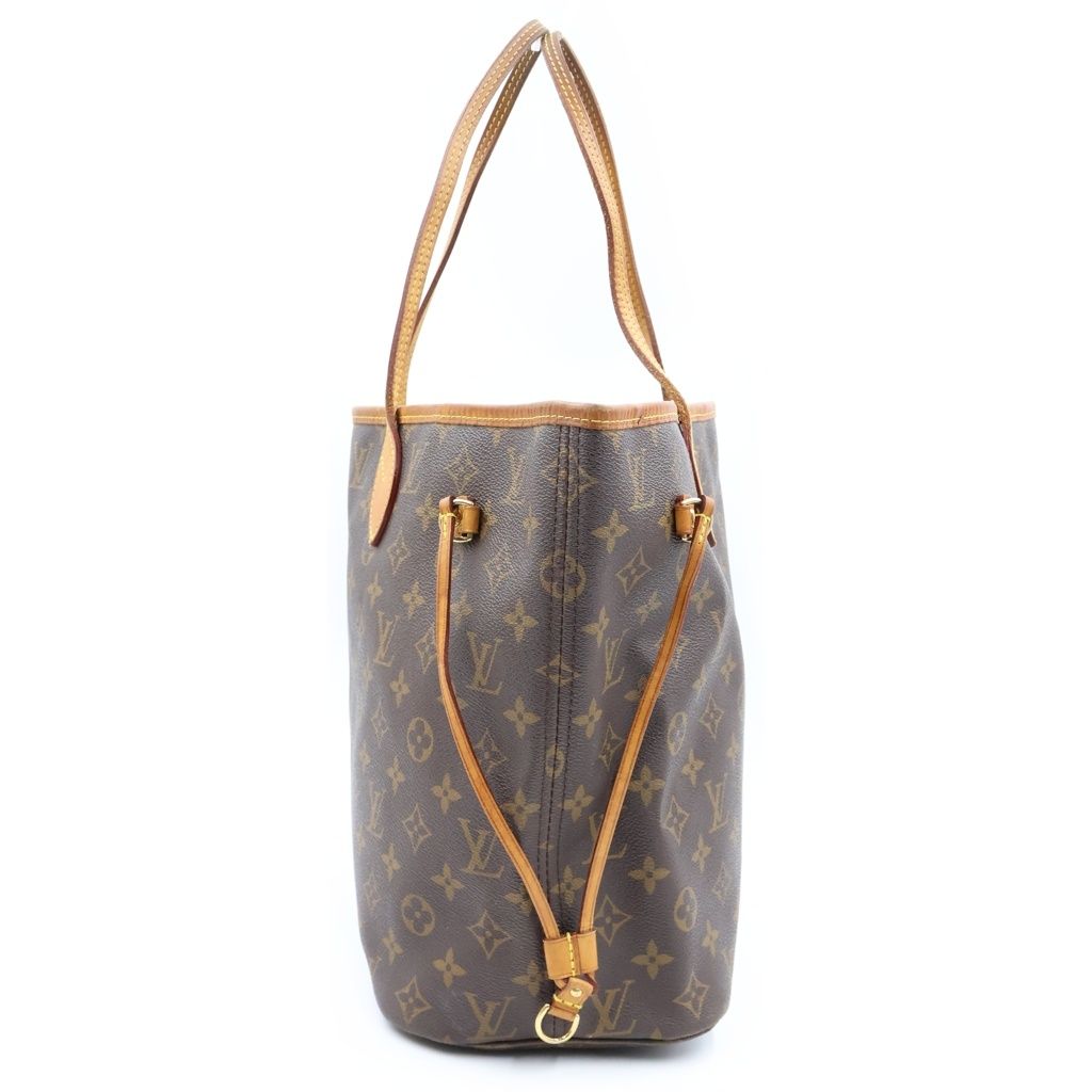 Louis Vuitton Neverfull MM Tote Shoulder Bag Monogram Leather Brown — view 3