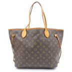 Louis Vuitton Neverfull MM Tote Shoulder Bag Monogram Leather Brown