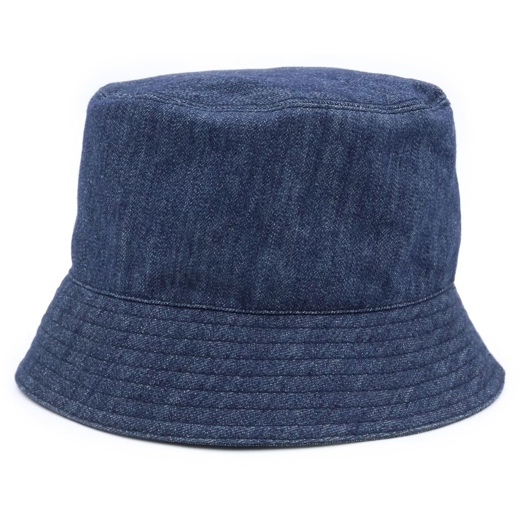 Prada Triangle Logo Cotton Denim Bucket Hat M Indigo Blue — view 2
