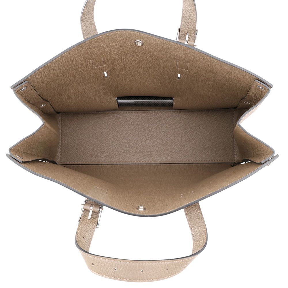 Hermes Handbag Sac Vero Etoupe Silver Taurillon Clemence Bag — view 5