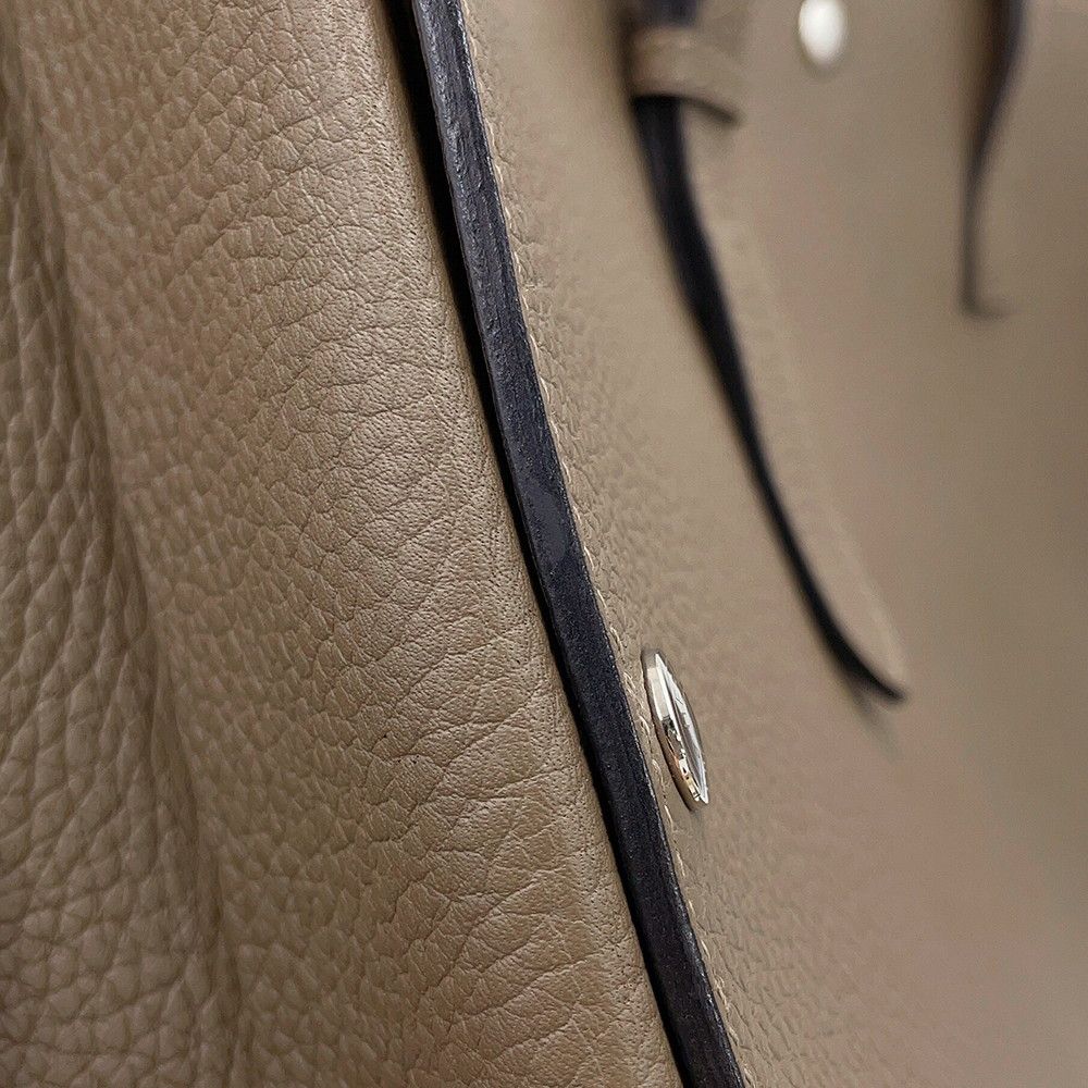 Hermes Handbag Sac Vero Etoupe Silver Taurillon Clemence Bag — view 8