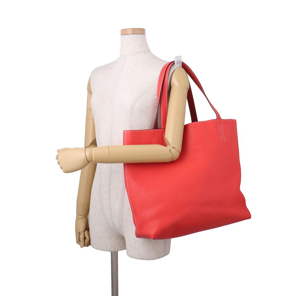 Hermes Double Sens Rouge Duces Bougainvillea Taurillon Clemence Swift Reversible — view 5