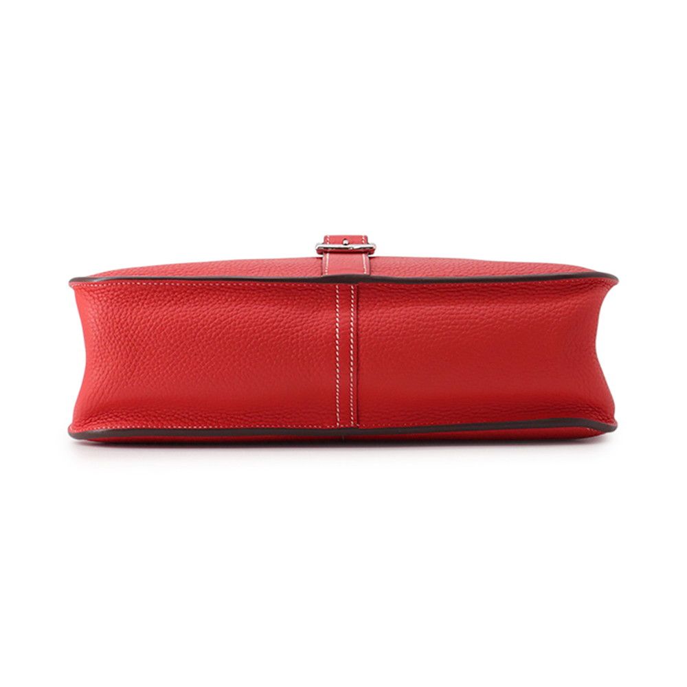 Hermes Handbag Rouge Casaque Silver Taurillon Clemence 2-Way — view 3