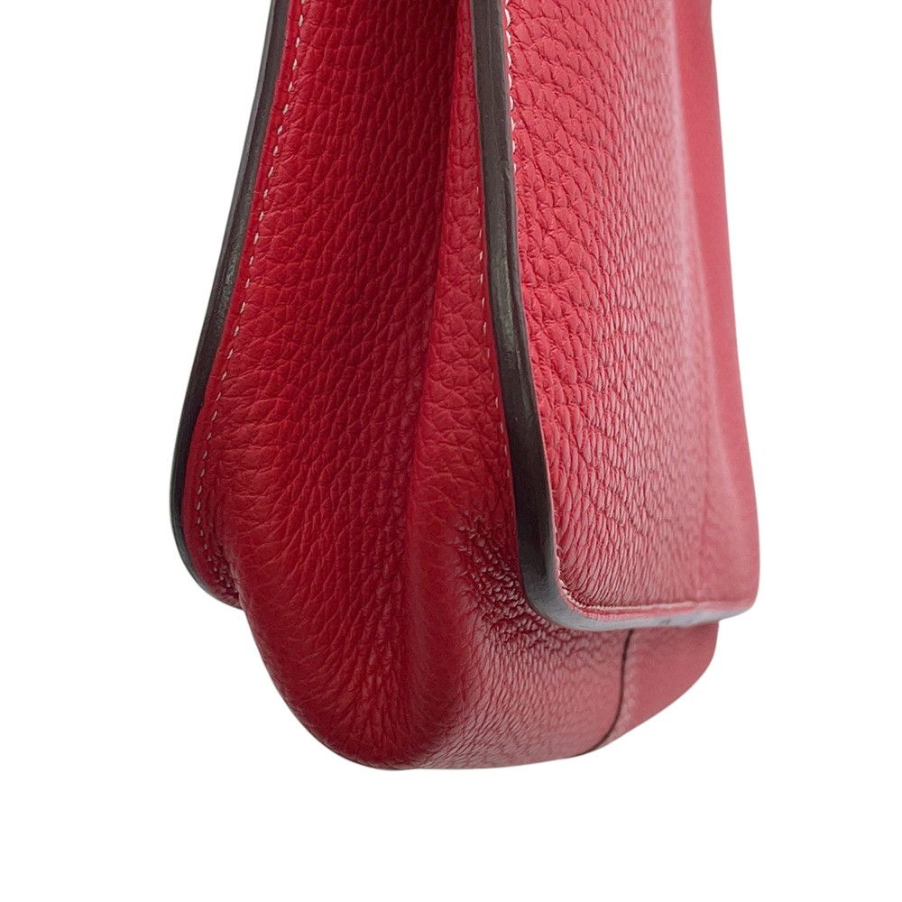 Hermes Handbag Rouge Casaque Silver Taurillon Clemence 2-Way — view 8