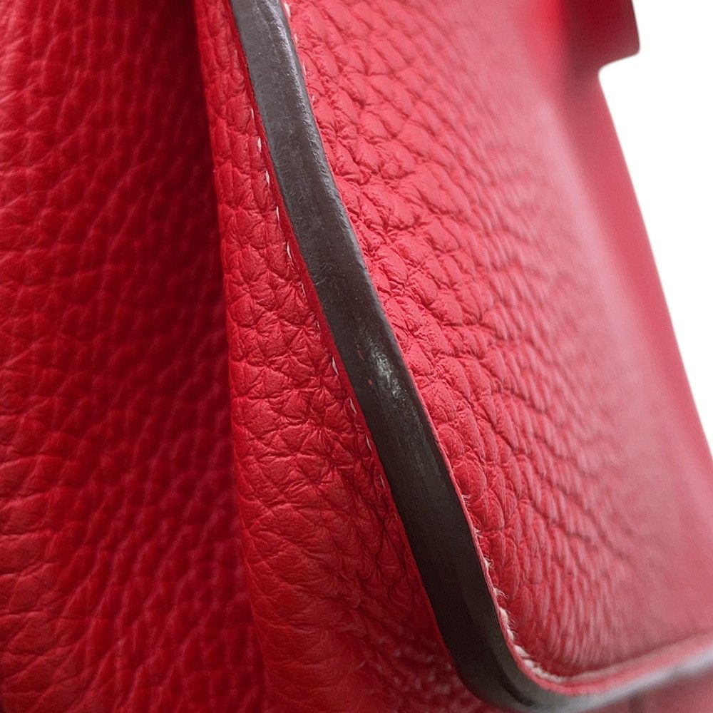 Hermes Handbag Rouge Casaque Silver Taurillon Clemence 2-Way — view 7