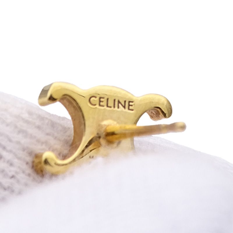 Celine Earrings Triomphe Gold Logo — view 5
