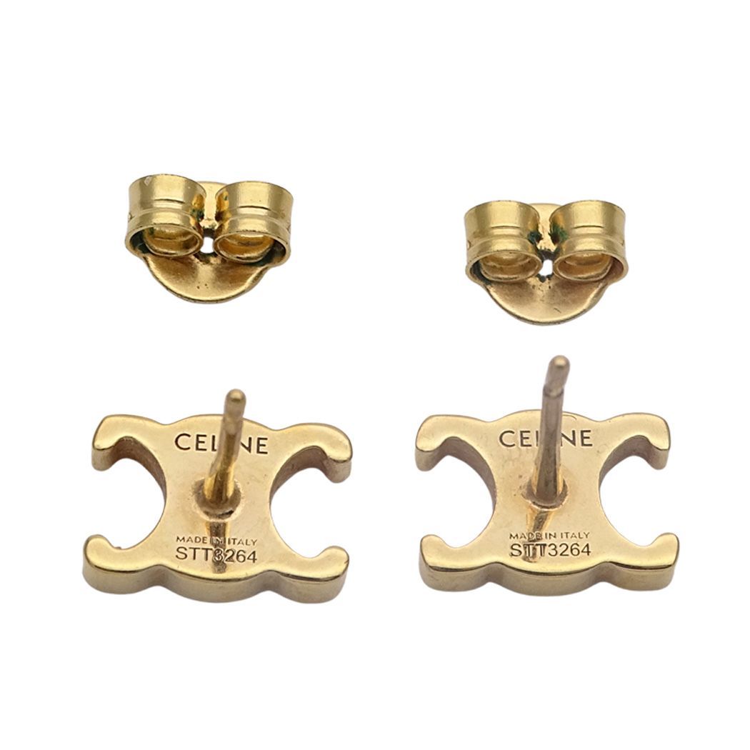 Celine Earrings Triomphe Gold Logo — view 3