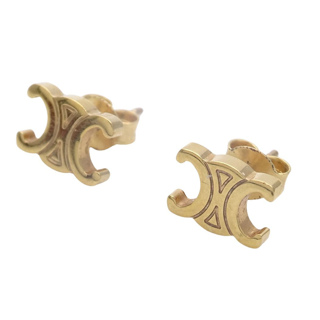 Celine Earrings Triomphe Gold Logo