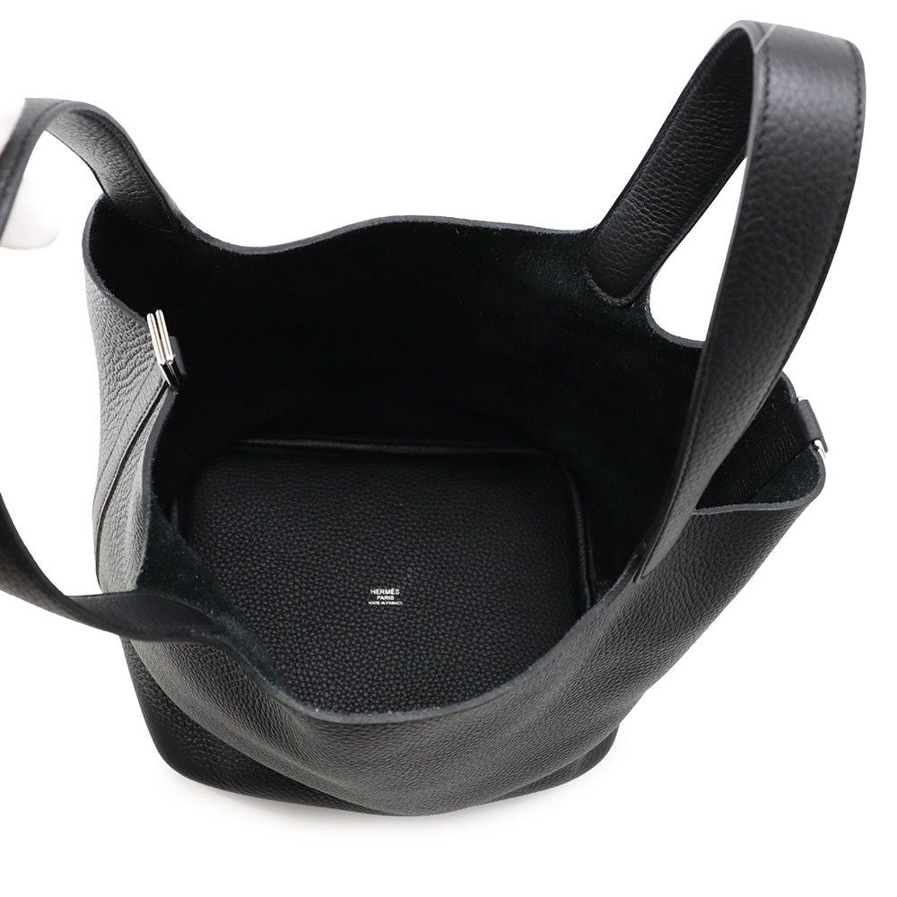 Hermes Handbag Picotin Lock MM Black Silver Taurillon Clemence — view 5
