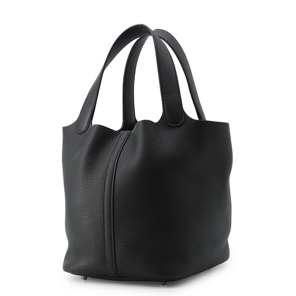 Hermes Handbag Picotin Lock MM Black Silver Taurillon Clemence — view 2
