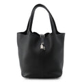 Hermes Handbag Picotin Lock MM Black Silver Taurillon Clemence