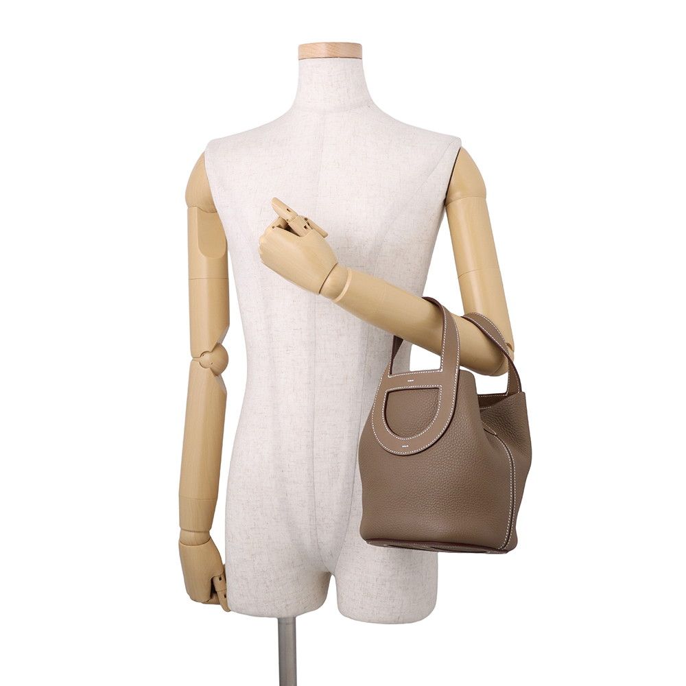 Hermes Tote Bag in the Loop 18 Etoupe Silver Taurillon Clemence — view 4