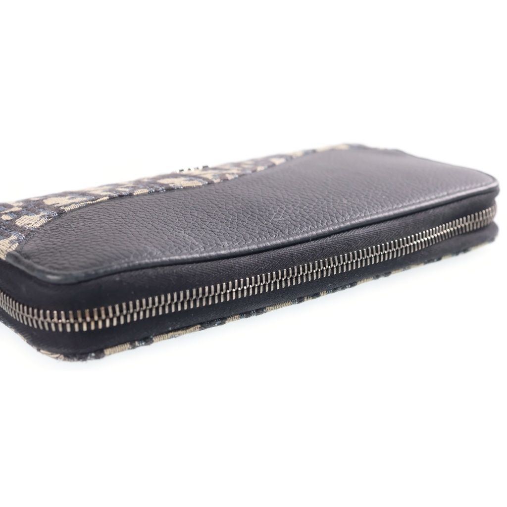 Dior Oblique Pattern Saddle Long Zip Wallet Navy — view 5