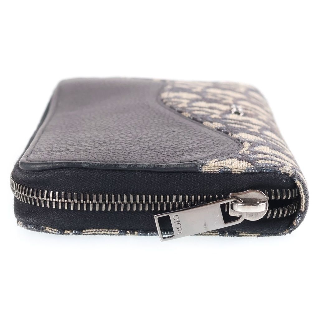 Dior Oblique Pattern Saddle Long Zip Wallet Navy — view 3