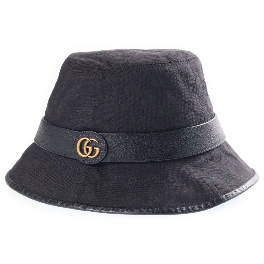 Gucci GG Canvas Logo Plate Bucket Hat Black