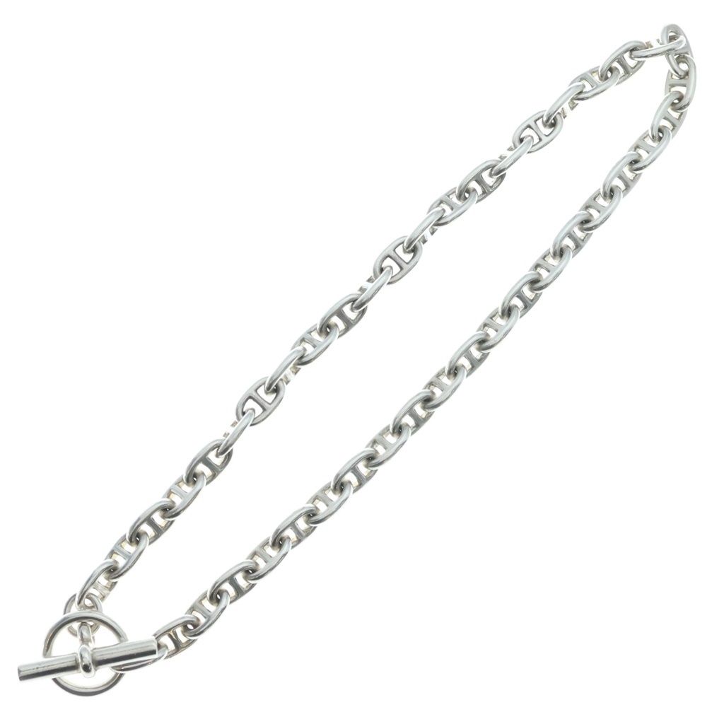 Hermes Vintage Chaine D'ancre Necklace PM Cursive Stamp Choker Silver — view 2