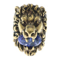 Gucci Lion Head Stone Ring Gold Blue