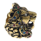 Gucci Lion Head Multi Stone Ring Gold — view 3