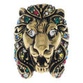 Gucci Lion Head Multi Stone Ring Gold