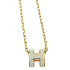 Hermes Mini H Charm Pop H Necklace White Gold — view 3