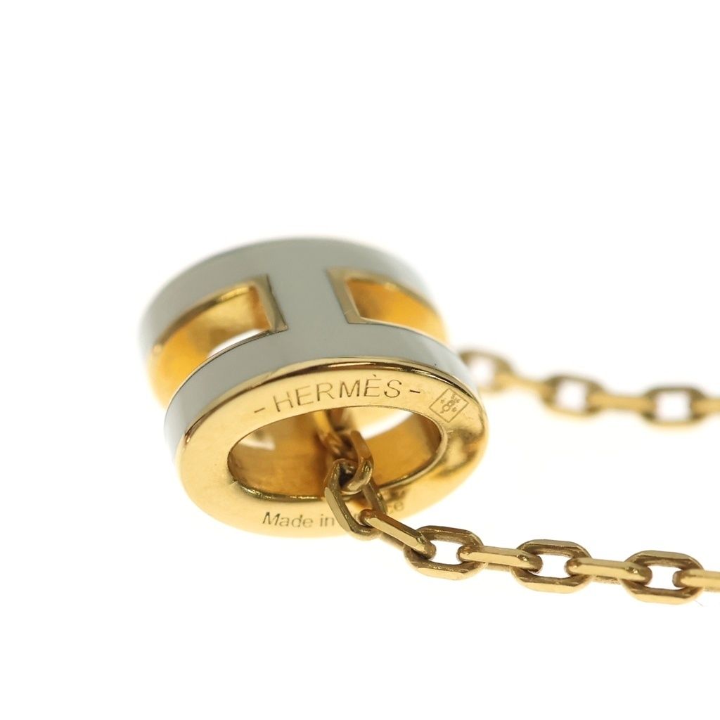 Hermes Mini H Charm Pop H Necklace White Gold — view 5