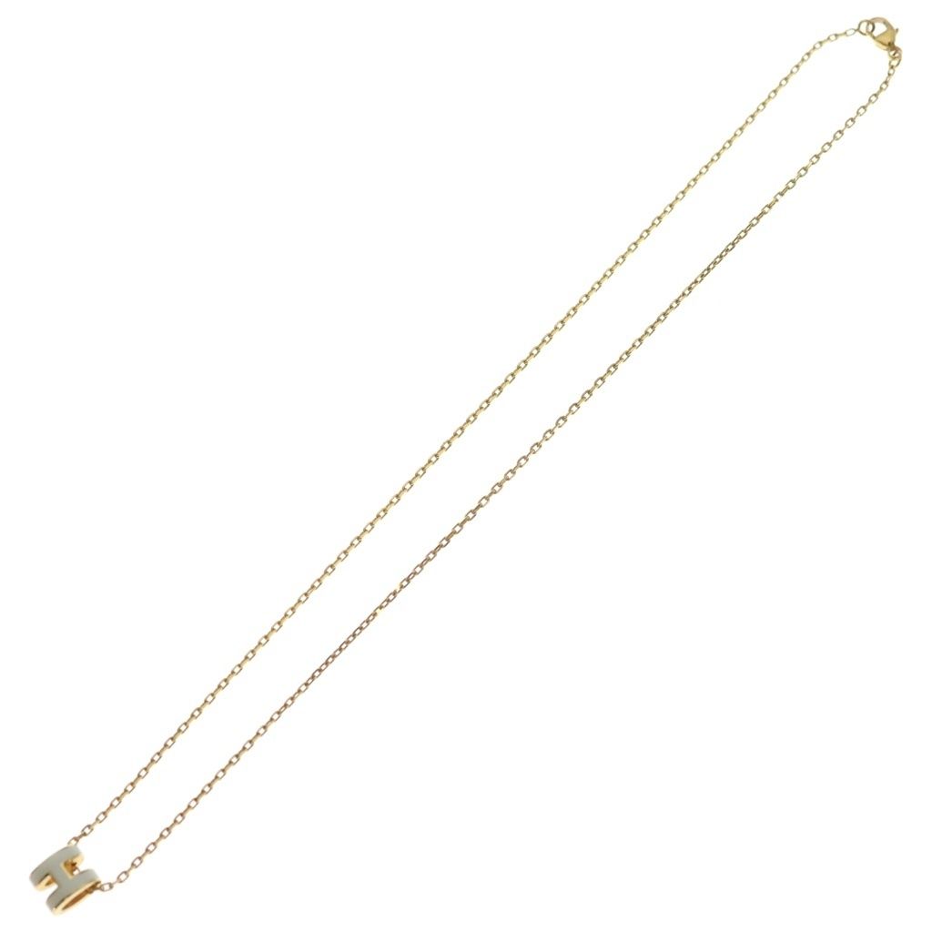 Hermes Mini H Charm Pop H Necklace White Gold — view 2