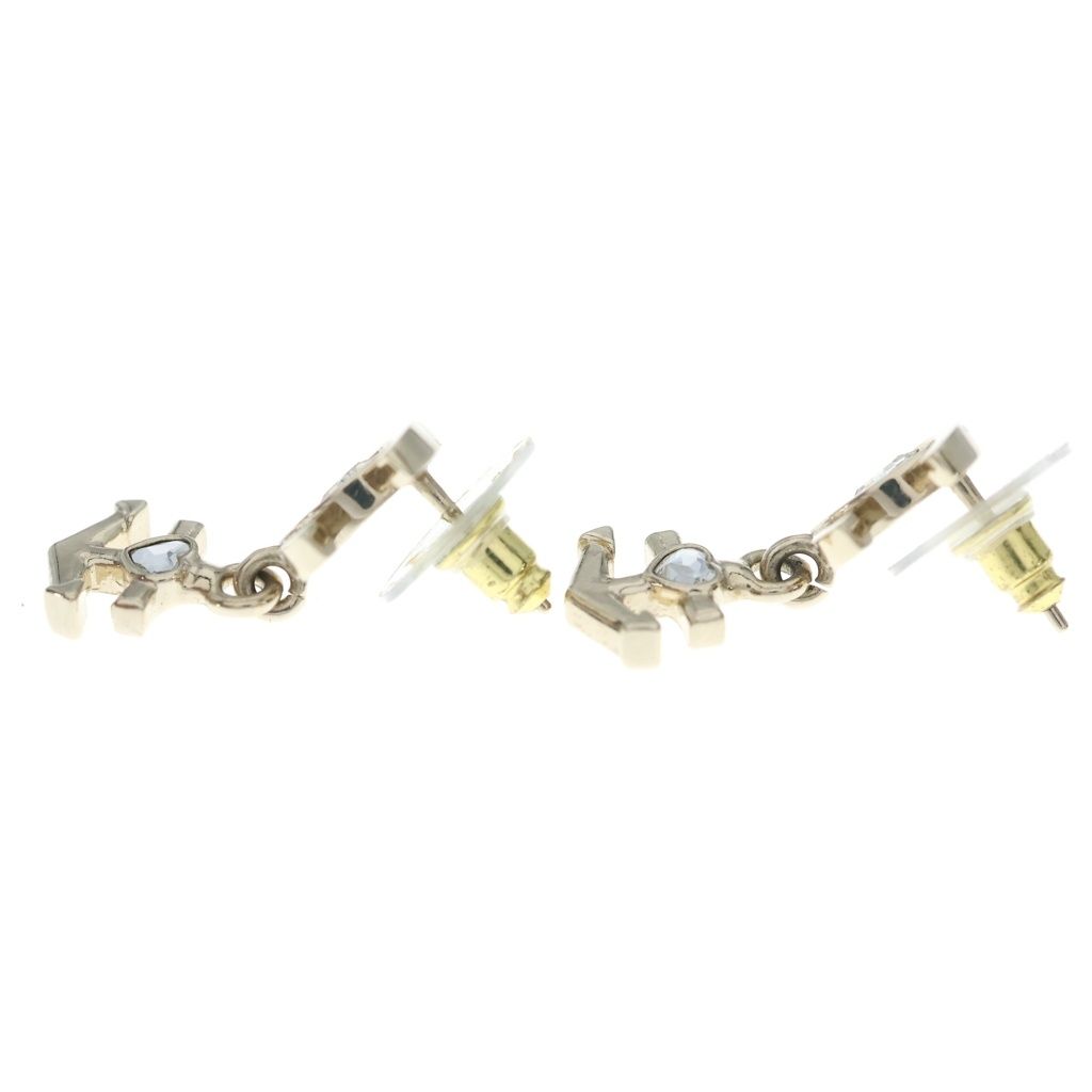 Chanel CC Logo Anchor Heart Earrings Silver — view 3