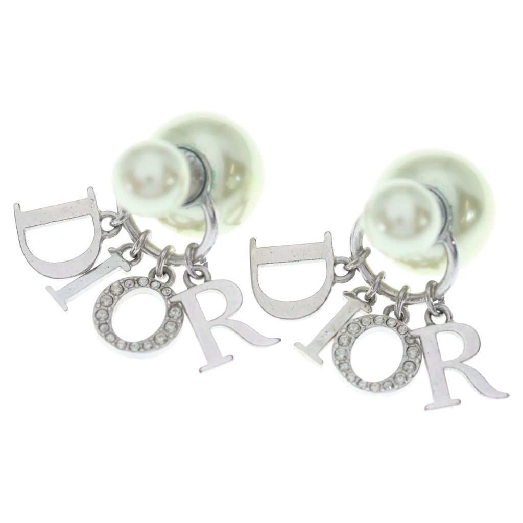 Dior Tribales Logo Design Earrings Silver