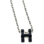 Hermes Mini H Charm Pop H Necklace Black Silver — view 3