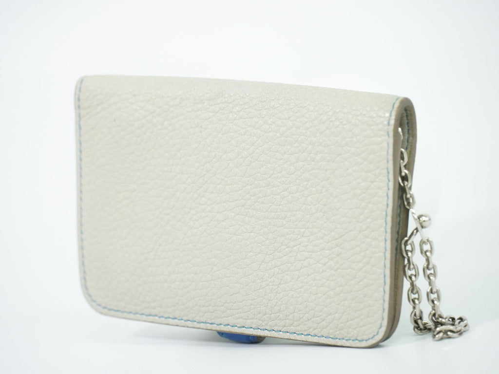 Hermes Dogon Coin Purse Card Case Leather Gray — view 2