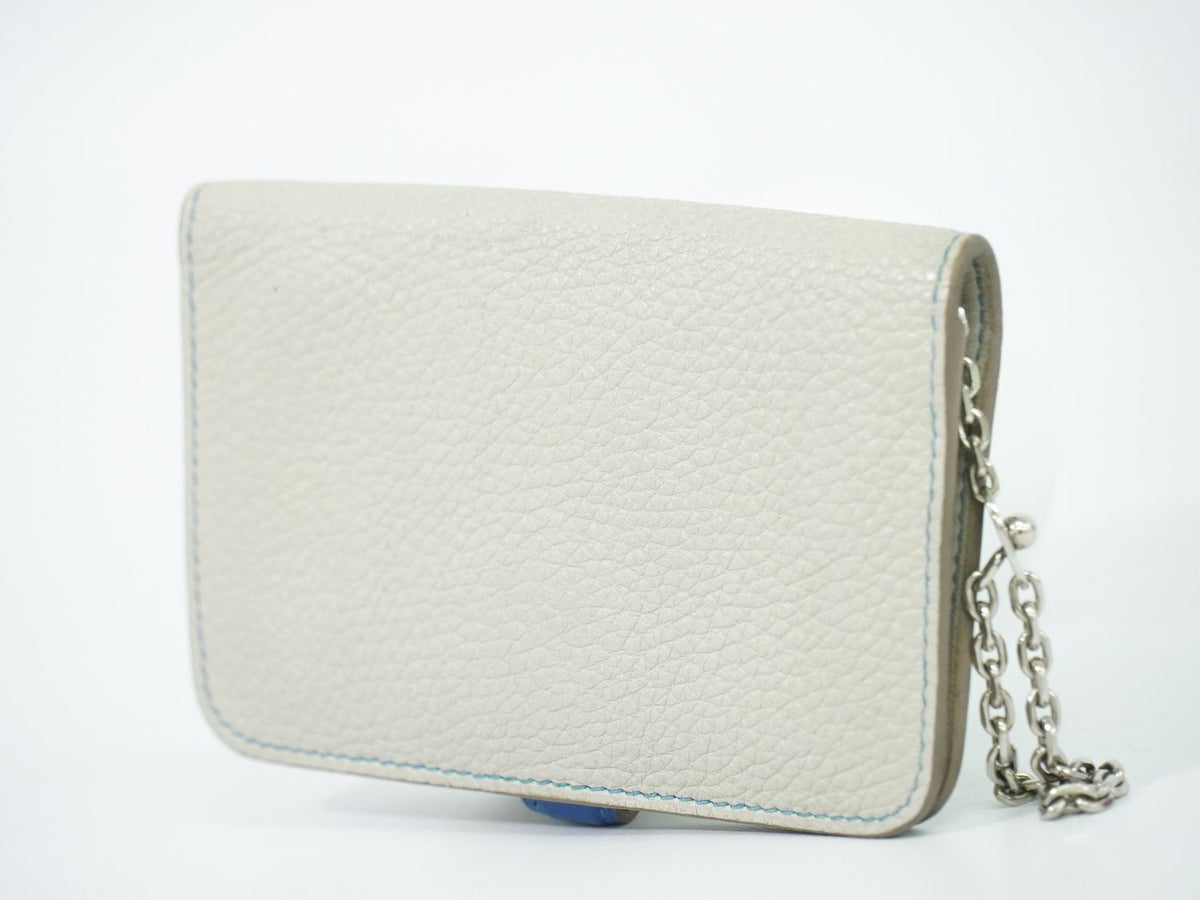 Hermes Dogon Coin Purse Card Case Leather Gray — view 2