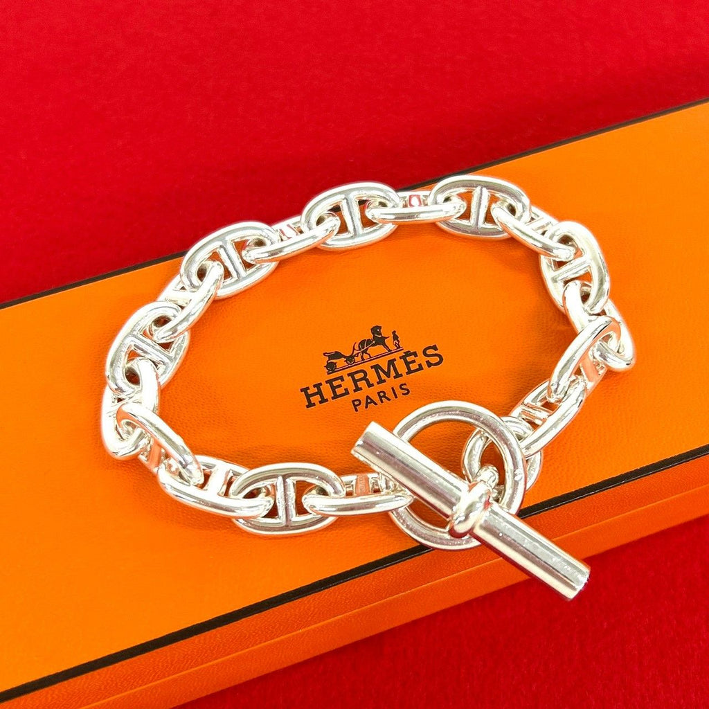 Hermes Chaine D'ancre MM 16 Links Bracelet 925 Sterling Silver