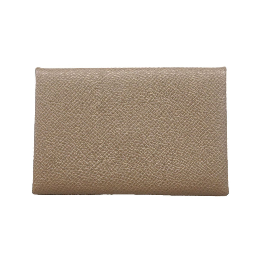 Hermes Card Case Calvi Verso Veau Epsom Etain Vert Criquet Silver