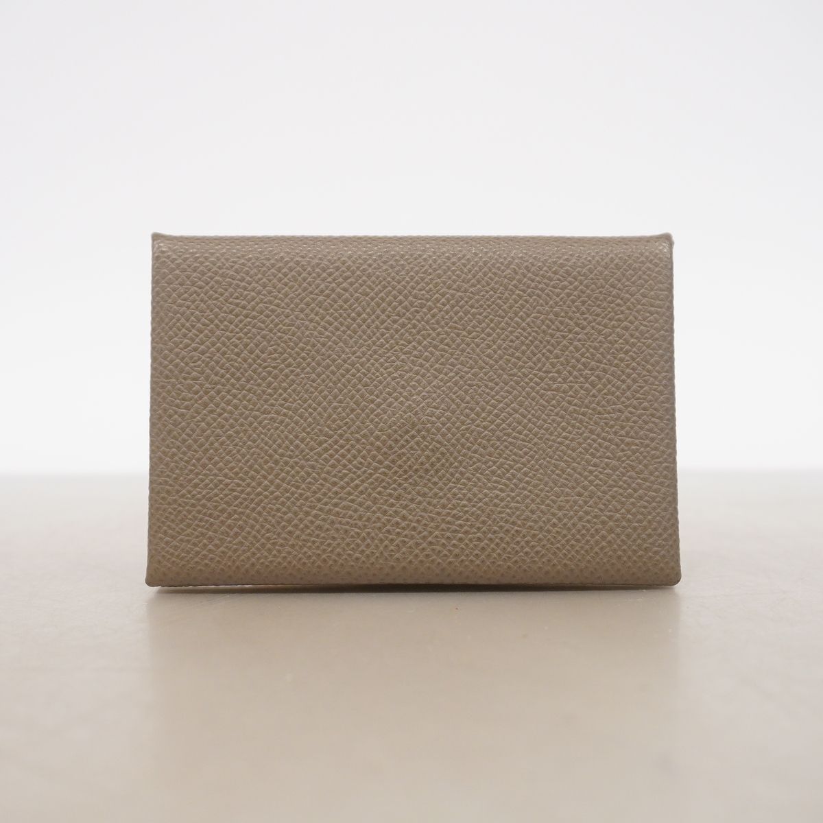 Hermes Card Case Calvi Verso Veau Epsom Etain Vert Criquet Silver — view 8