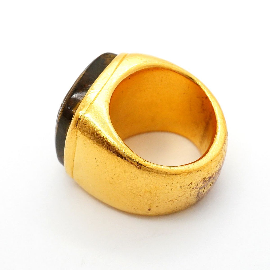 Chanel Ring CC Logo Gold Plated Gripoix — view 8