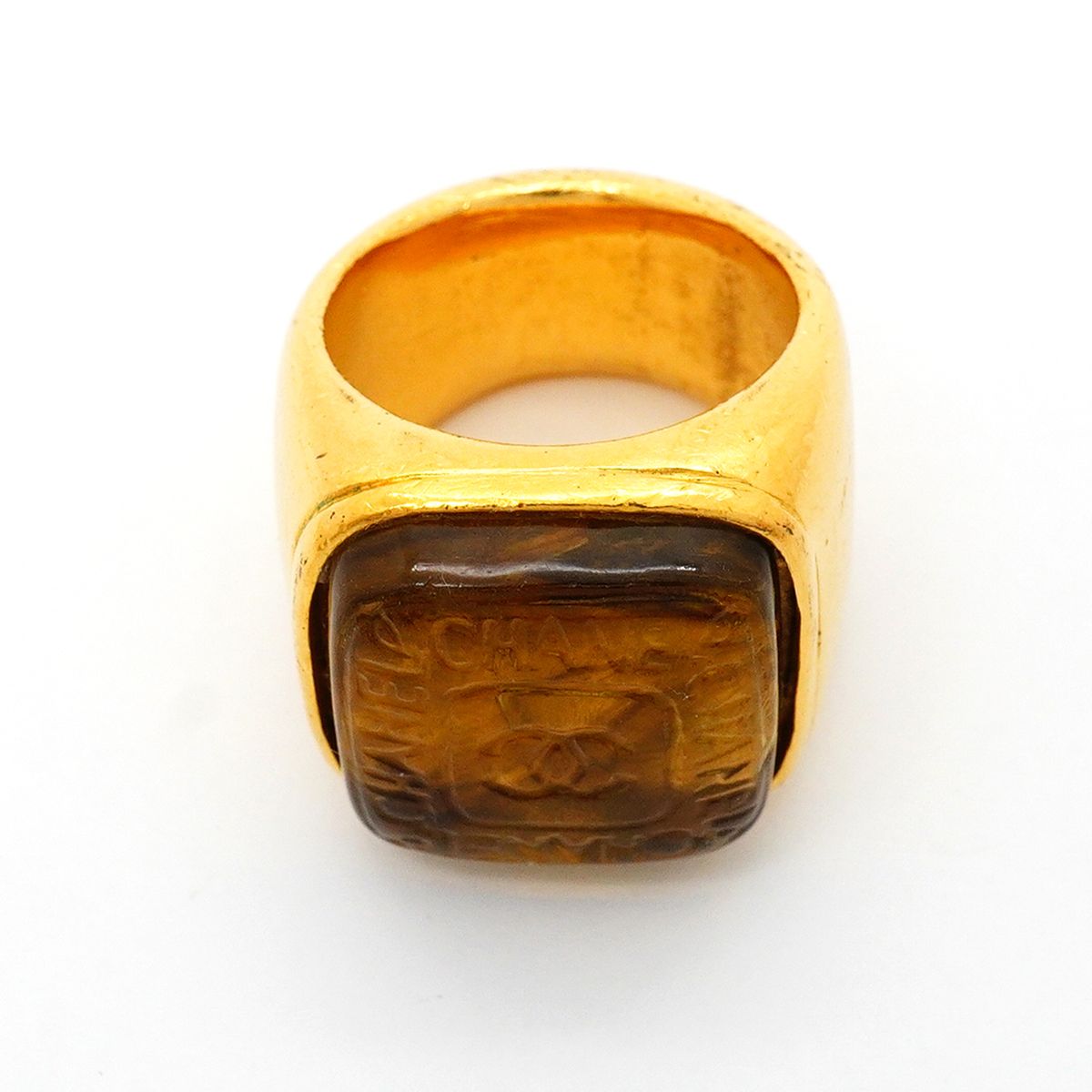 Chanel Ring CC Logo Gold Plated Gripoix — view 3