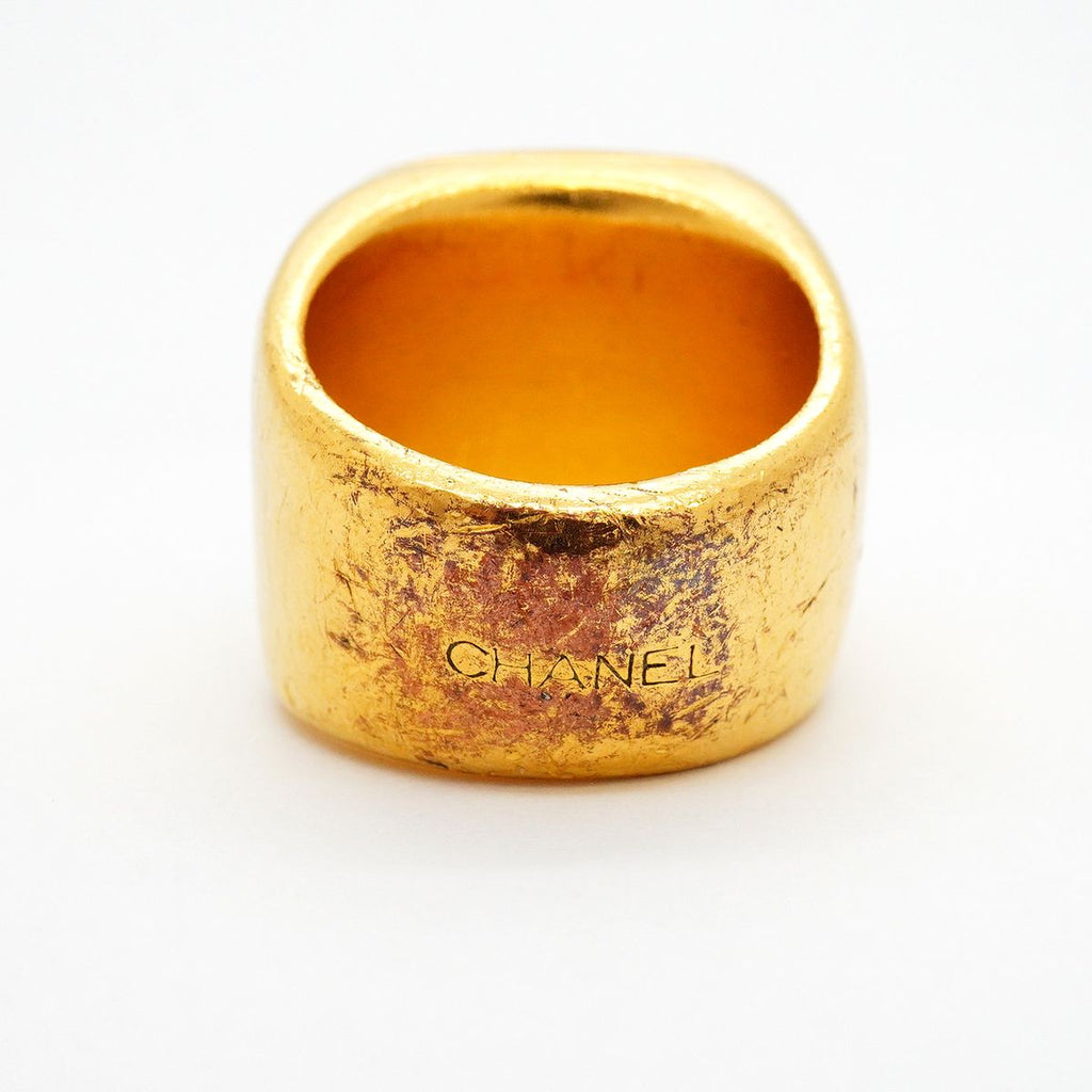 Chanel Ring CC Logo Gold Plated Gripoix — view 4