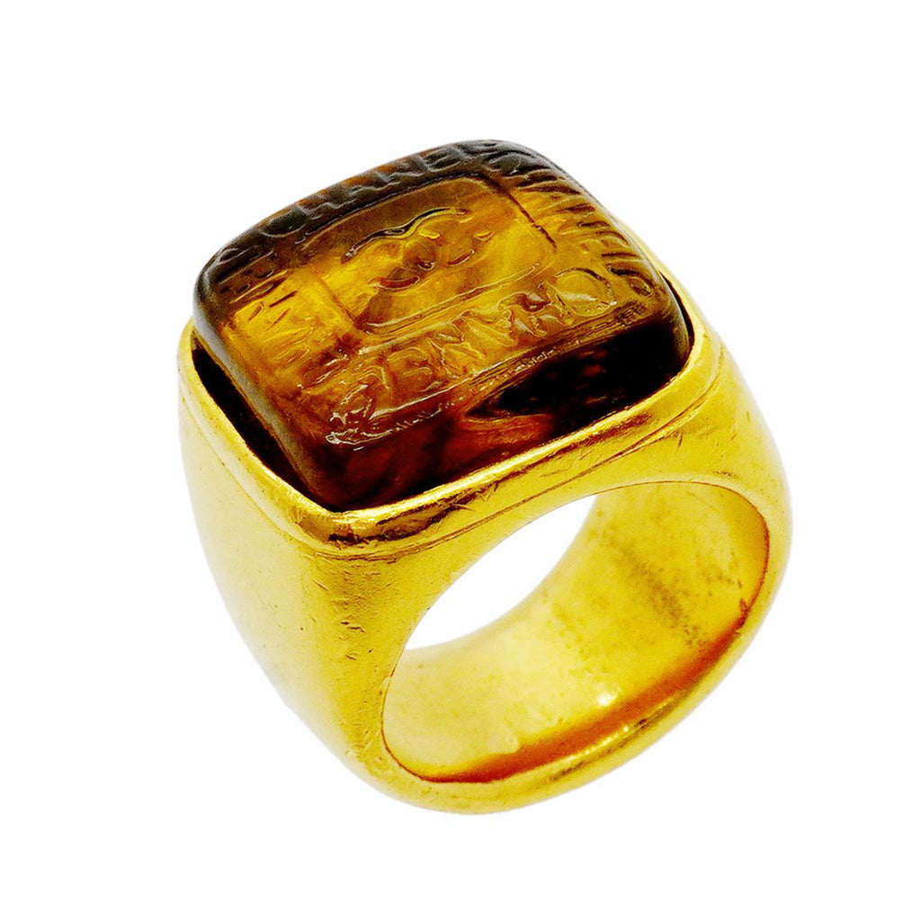 Chanel Ring CC Logo Gold Plated Gripoix