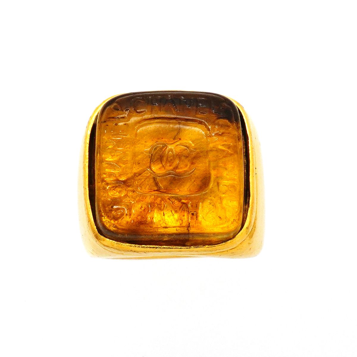 Chanel Ring CC Logo Gold Plated Gripoix — view 2