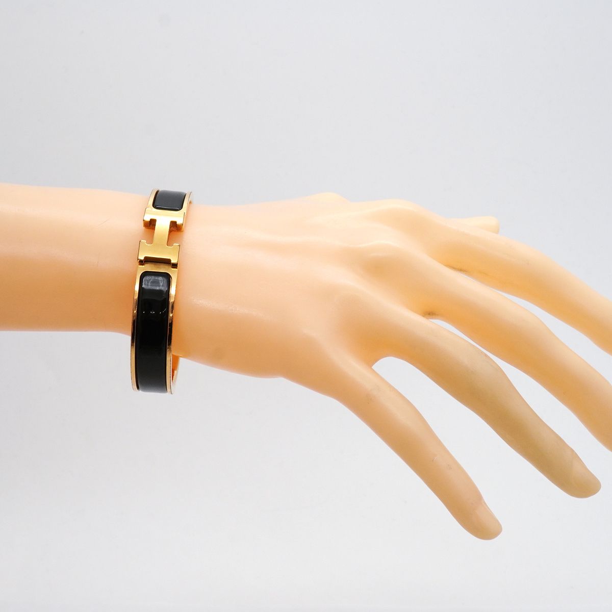 Hermes Bangle Clic Clac PM Gold Plated Black Bracelet — view 6
