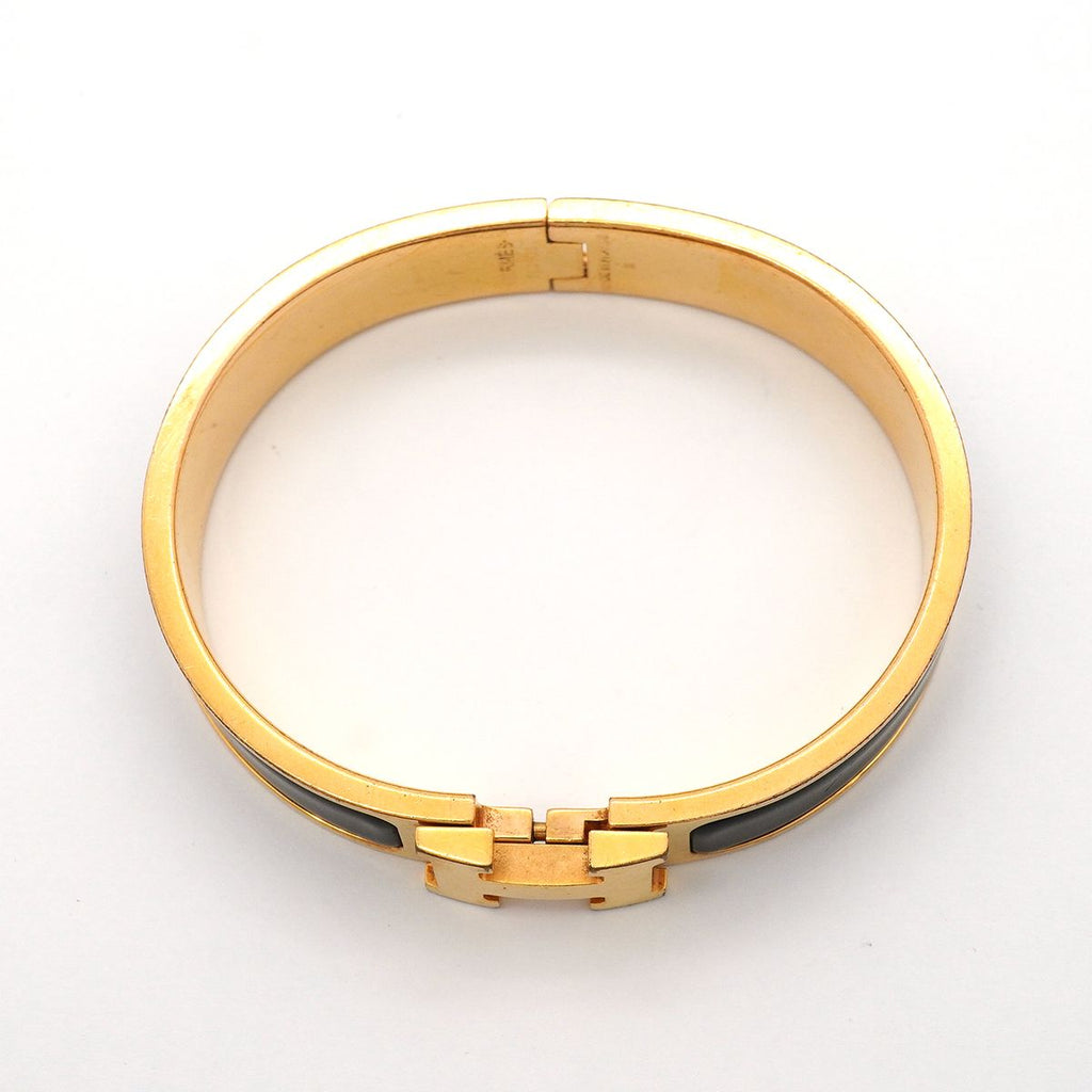 Hermes Bangle Clic Clac PM Gold Plated Black Bracelet — view 3