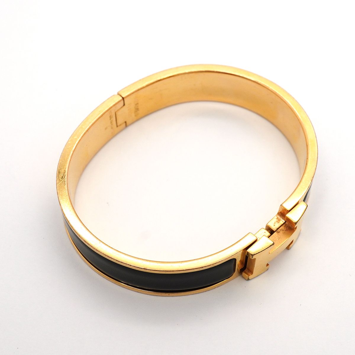 Hermes Bangle Clic Clac PM Gold Plated Black Bracelet — view 2