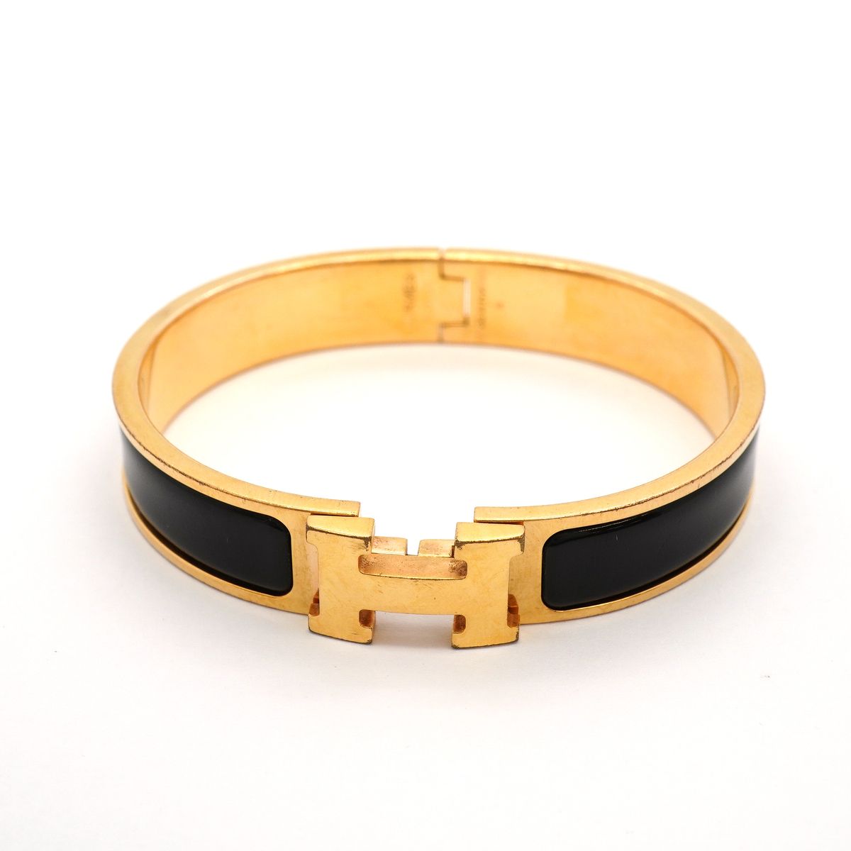 Hermes Bangle Clic Clac PM Gold Plated Black Bracelet — view 4