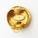 Chanel Earrings Vintage CC Logo Round Circle Gold Plated — view 4