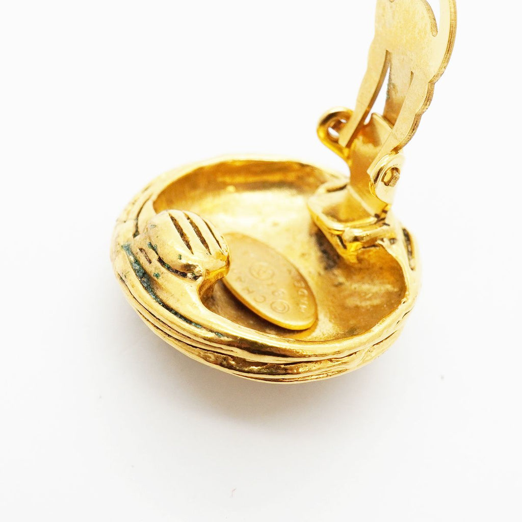 Chanel Earrings Vintage CC Logo Round Circle Gold Plated — view 6