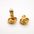 Chanel Earrings Vintage CC Logo Round Circle Gold Plated — view 3