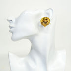 Chanel Earrings Vintage CC Logo Round Circle Gold Plated — view 5