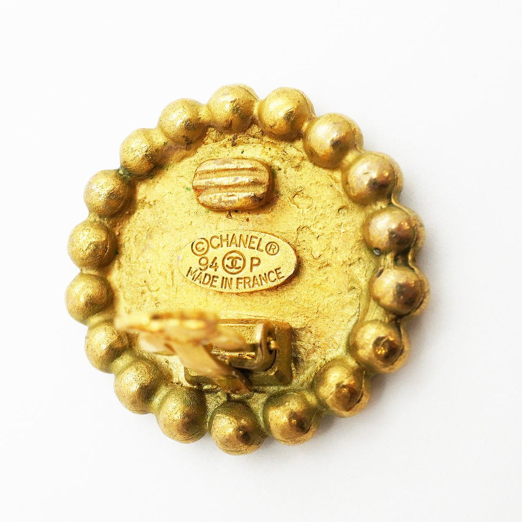 Chanel Earrings Vintage CC Logo Gold Plated — view 4